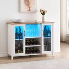 COZONY Mobile Bar da Vino con luci a LED, Mobile Liquori Moderno con Porta Bicchieri e Scaffale Portabottiglie, Credenza Contenitore per Caffè e Buffet per Sala da Pranzo