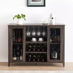 COZONY Mobile Bar da Vino con luci a LED, Mobile Liquori Moderno con Porta Bicchieri e Scaffale Portabottiglie, Credenza Contenitore per Caffè e Buffet per Sala da Pranzo