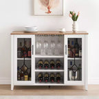COZONY Mobile Bar da Vino con luci a LED, Mobile Liquori Moderno con Porta Bicchieri e Scaffale Portabottiglie, Credenza Contenitore per Caffè e Buffet per Sala da Pranzo