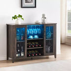 COZONY Mobile Bar da Vino con luci a LED, Mobile Liquori Moderno con Porta Bicchieri e Scaffale Portabottiglie, Credenza Contenitore per Caffè e Buffet per Sala da Pranzo