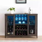 COZONY Mobile Bar da Vino con luci a LED, Mobile Liquori Moderno con Porta Bicchieri e Scaffale Portabottiglie, Credenza Contenitore per Caffè e Buffet per Sala da Pranzo