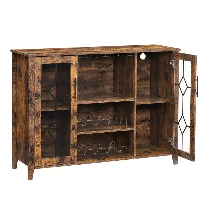 COZONY Mobile Bar da Vino con luci a LED, Mobile Liquori Moderno con Porta Bicchieri e Scaffale Portabottiglie, Credenza Contenitore per Caffè e Buffet per Sala da Pranzo