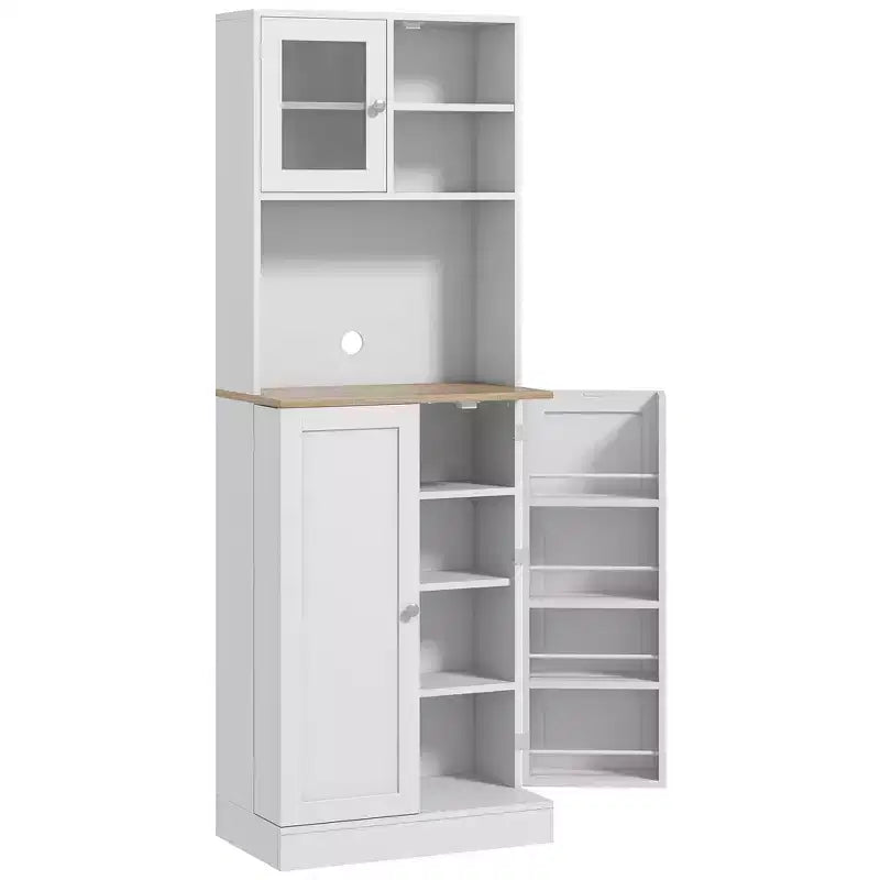 66.5 Tall Kitchen Pantry Cabinet, Kitchen Hutch, Microwave Cabinet with Adjustable Shelves for Dining Room