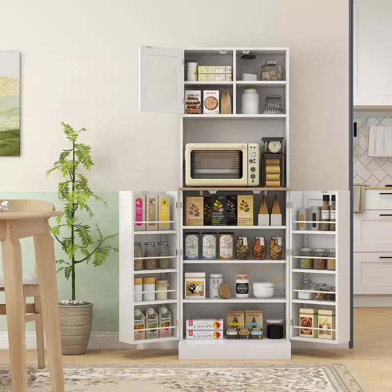 Mobile dispensa alto 169 cm per cucina, credenza da cucina, mobile per microonde con ripiani regolabili per sala da pranzo