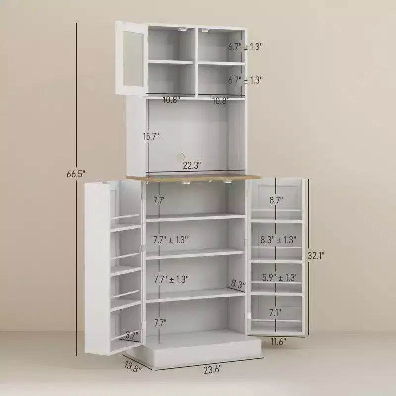 Mobile dispensa alto 169 cm per cucina, credenza da cucina, mobile per microonde con ripiani regolabili per sala da pranzo