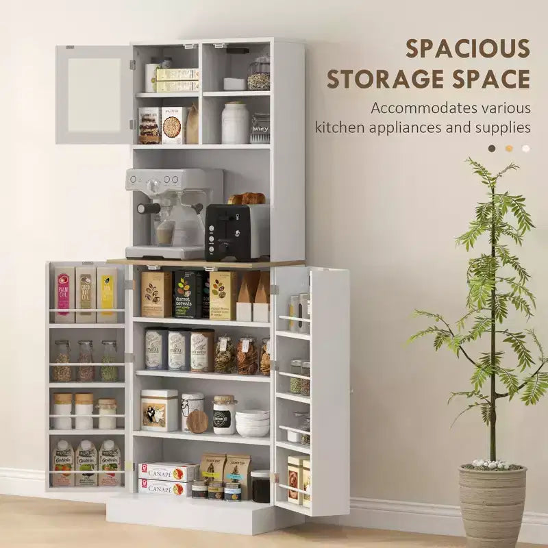 Mobile dispensa alto 169 cm per cucina, credenza da cucina, mobile per microonde con ripiani regolabili per sala da pranzo