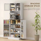 Mobile dispensa alto 169 cm per cucina, credenza da cucina, mobile per microonde con ripiani regolabili per sala da pranzo