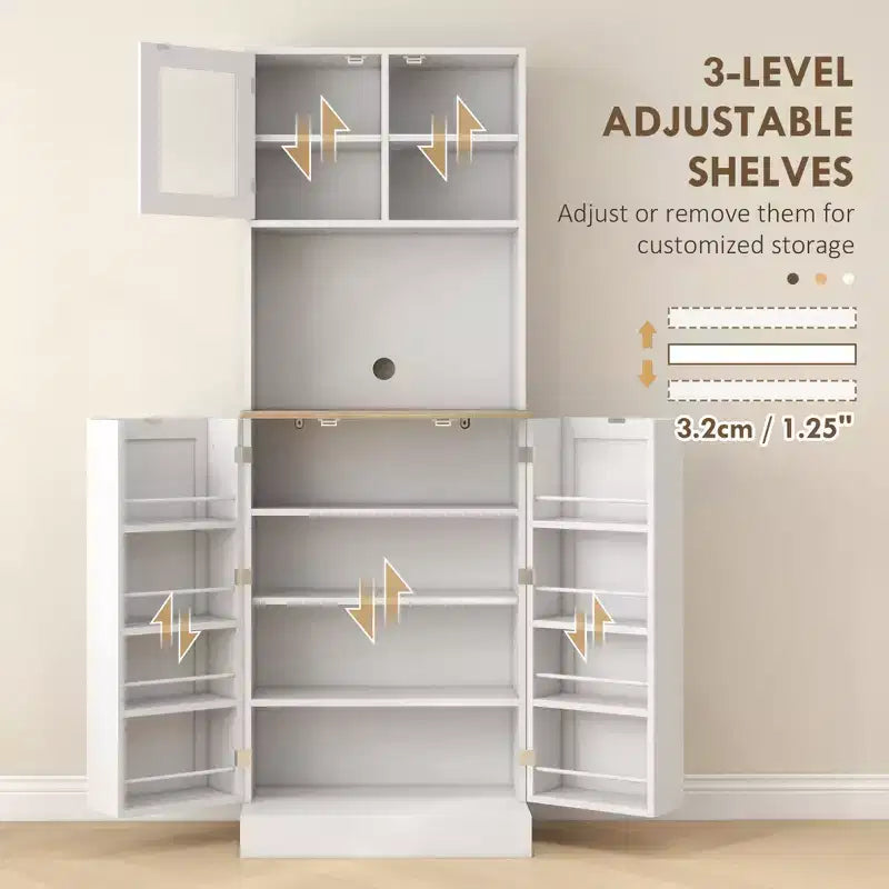 Mobile dispensa alto 169 cm per cucina, credenza da cucina, mobile per microonde con ripiani regolabili per sala da pranzo