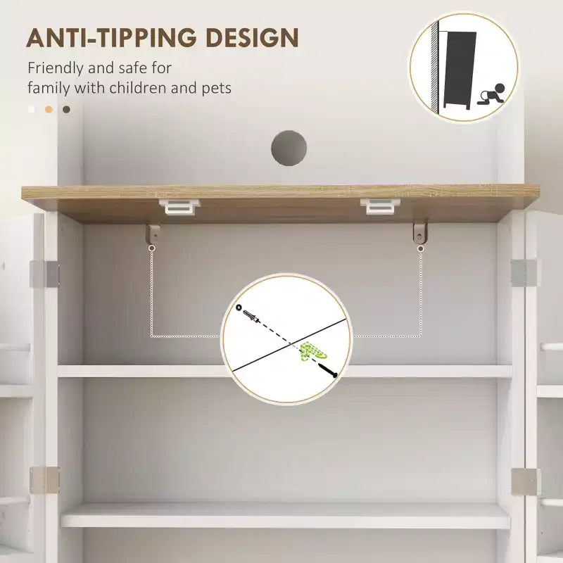 Mobile dispensa alto 169 cm per cucina, credenza da cucina, mobile per microonde con ripiani regolabili per sala da pranzo