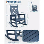 COZONY Outdoor Rocking Chair, HDPE Weather Resistant Patio Rocker with Wood Texture for Deck Pool Backyard