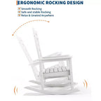 COZONY Outdoor Rocking Chair, HDPE Weather Resistant Patio Rocker with Wood Texture for Deck Pool Backyard