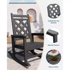 COZONY Outdoor Rocking Chair, HDPE Weather Resistant Patio Rocker with Wood Texture for Deck Pool Backyard