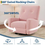 Poltrona reclinabile GustoWave, poltrona girevole a 360° per adulti con schienale e poggiapiedi regolabili, poltrona accogliente rivestita in velluto a coste, rosa