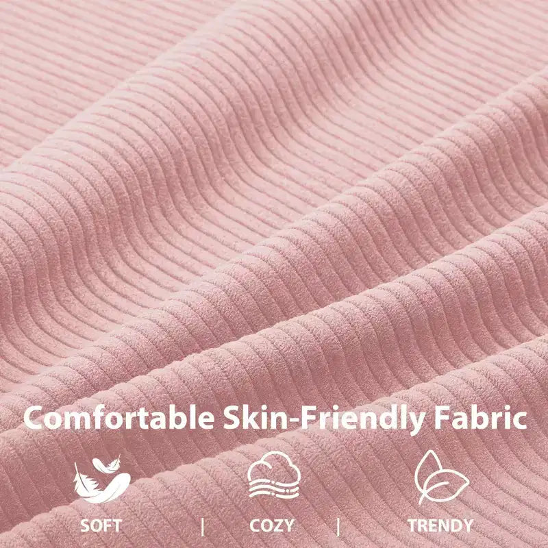 Poltrona reclinabile GustoWave, poltrona girevole a 360° per adulti con schienale e poggiapiedi regolabili, poltrona accogliente rivestita in velluto a coste, rosa
