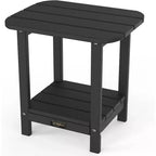 VINGLI Outdoor Side Table with 2 Layer Storage, HDPE All Weather Adirondack End Tables, Small Outdoor Table Patio Side Table for Porch Backyard Pool