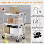 Carrello Utensili Pieghevole a 3 Ripiani con Ruote, Capacità 136 kg, Carrello di Servizio Rotolante per Casa, Garage, Cucina e Officina