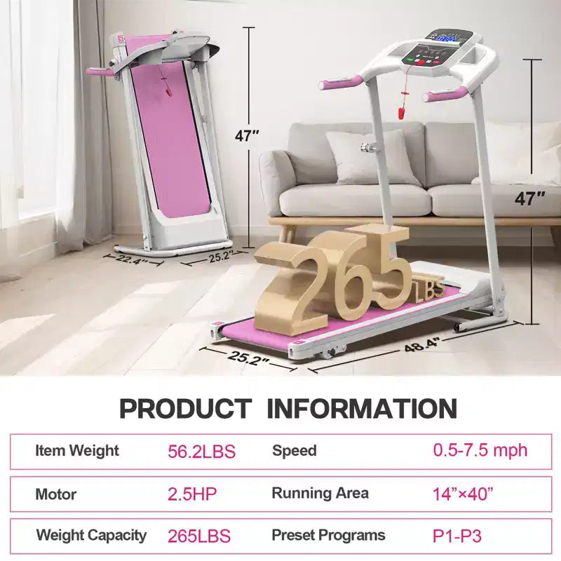 Tapis roulant elettrico pieghevole FYC per casa, 2.5HP silenzioso 12 km/h con sensore di frequenza cardiaca e display LCD