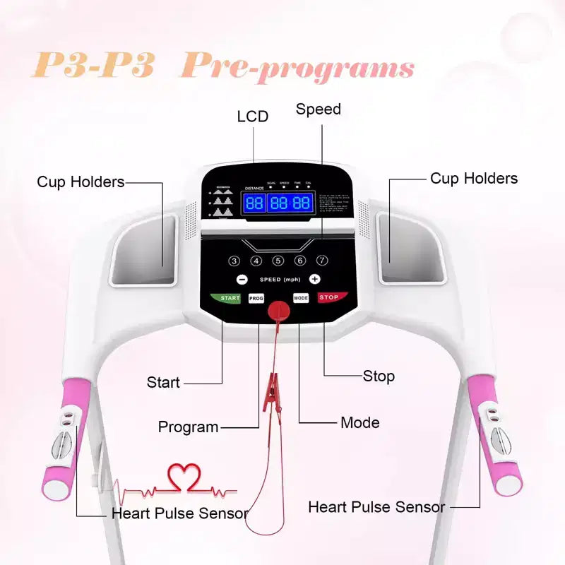 Tapis roulant elettrico pieghevole FYC per casa, 2.5HP silenzioso 12 km/h con sensore di frequenza cardiaca e display LCD