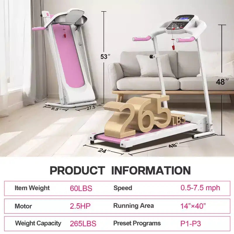 Tapis roulant elettrico pieghevole FYC per casa, 2.5HP silenzioso 12 km/h con sensore di frequenza cardiaca e display LCD