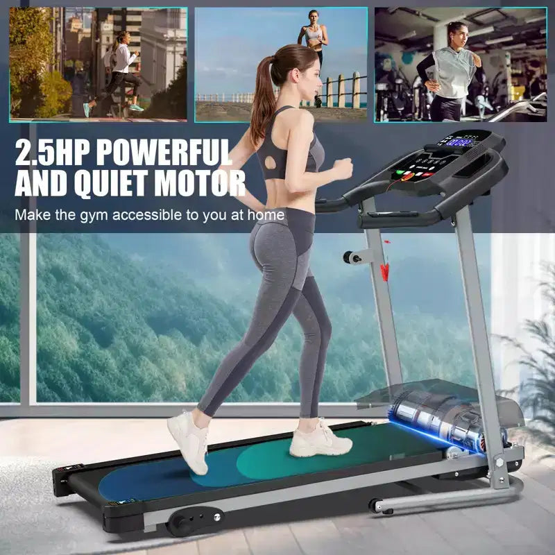 Tapis roulant elettrico pieghevole FYC per casa, 2.5HP silenzioso 12 km/h con sensore di frequenza cardiaca e display LCD