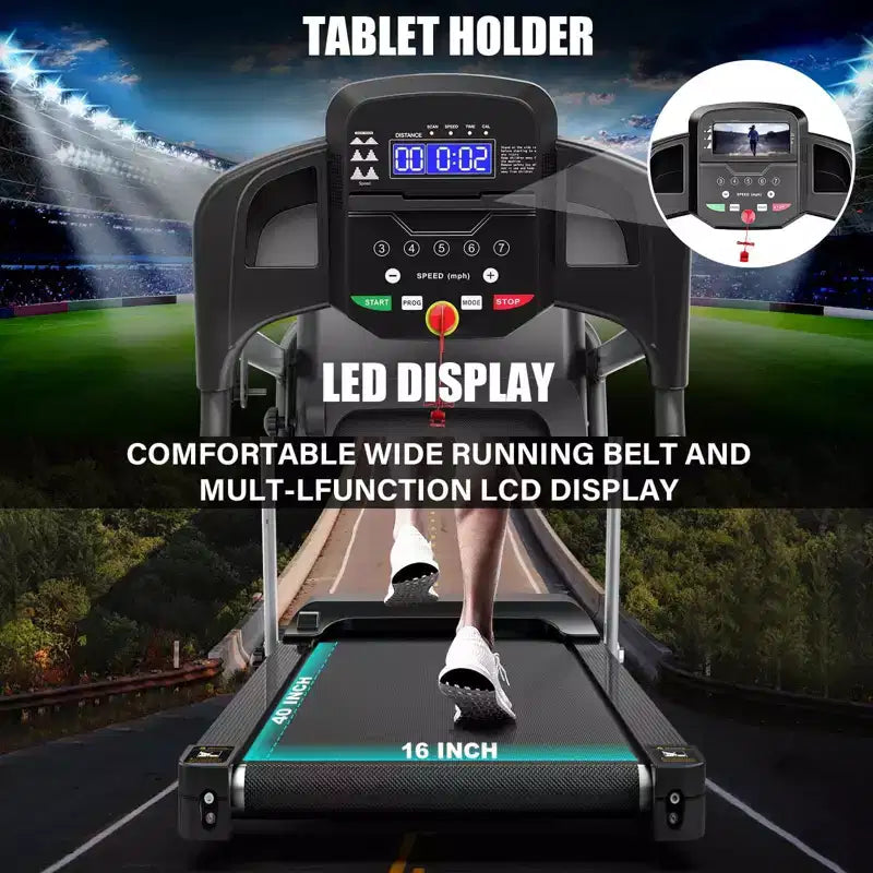 Tapis roulant elettrico pieghevole FYC per casa, 2.5HP silenzioso 12 km/h con sensore di frequenza cardiaca e display LCD