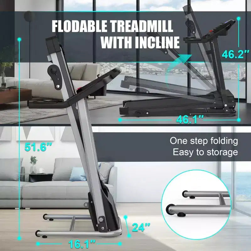 Tapis roulant elettrico pieghevole FYC per casa, 2.5HP silenzioso 12 km/h con sensore di frequenza cardiaca e display LCD