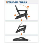 Acekool Sedie Pieghevoli Adirondack set da 2, Sedia da Esterno in Plastica HDPE con Texture Legno, 172kg, per Patio/Terrazza/Giardino