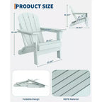 Acekool Sedie Pieghevoli Adirondack set da 2, Sedia da Esterno in Plastica HDPE con Texture Legno, 172kg, per Patio/Terrazza/Giardino