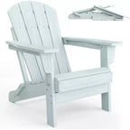 Acekool Sedie Pieghevoli Adirondack set da 2, Sedia da Esterno in Plastica HDPE con Texture Legno, 172kg, per Patio/Terrazza/Giardino