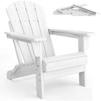 Acekool Sedie Pieghevoli Adirondack set da 2, Sedia da Esterno in Plastica HDPE con Texture Legno, 172kg, per Patio/Terrazza/Giardino