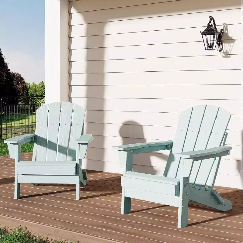 Acekool Sedie Pieghevoli Adirondack set da 2, Sedia da Esterno in Plastica HDPE con Texture Legno, 172kg, per Patio/Terrazza/Giardino