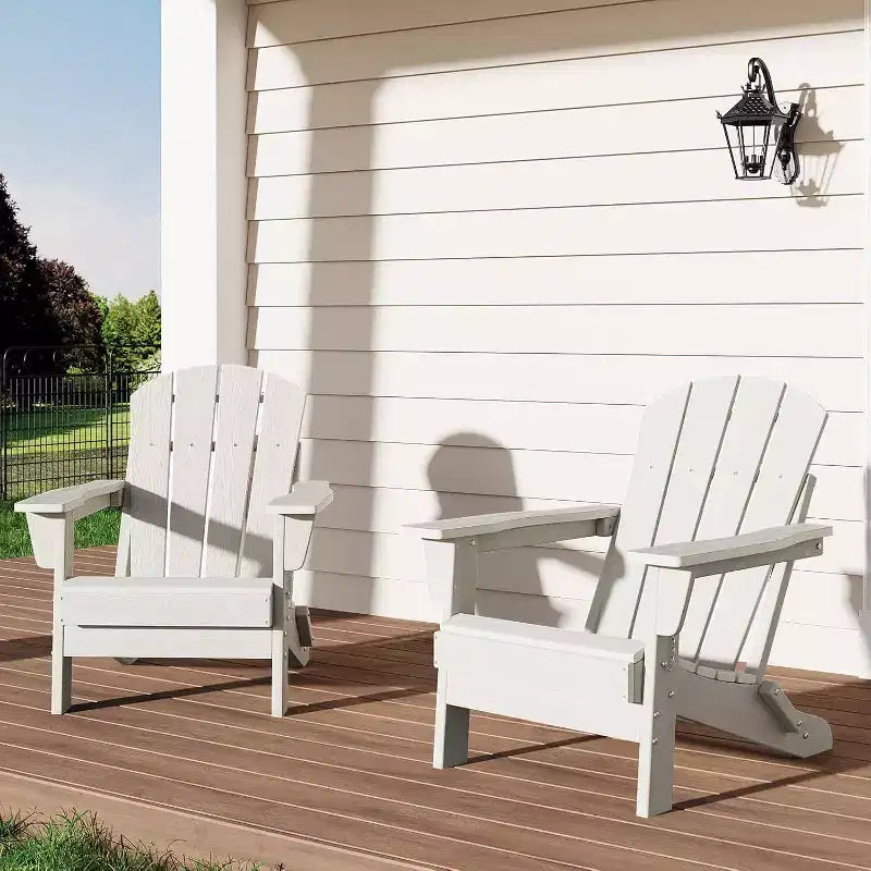 Acekool Sedie Pieghevoli Adirondack set da 2, Sedia da Esterno in Plastica HDPE con Texture Legno, 172kg, per Patio/Terrazza/Giardino