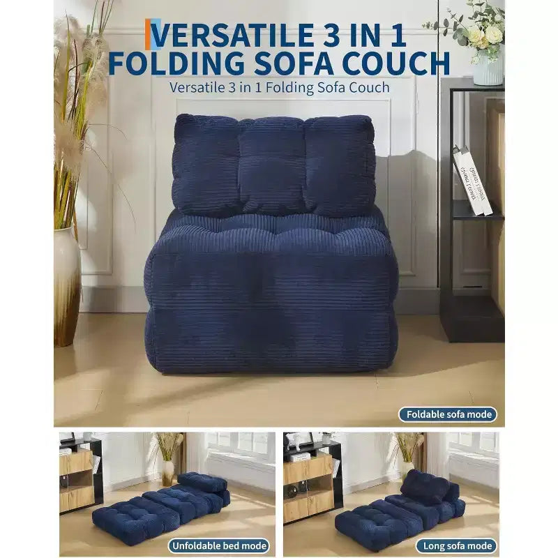 Divano Letto Pieghevole Versatile con Supporto per Cuscino | Poltrona Letto Convertibile per Soggiorno, Dormitorio | Lavabile in Lavatrice e Portatile