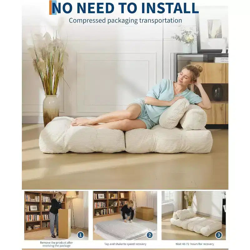 Divano Letto Pieghevole Versatile con Supporto per Cuscino | Poltrona Letto Convertibile per Soggiorno, Dormitorio | Lavabile in Lavatrice e Portatile
