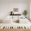 MAYEERTY 107 White L-Shape Cloud Sectional, Plush Corduroy Modular Sofa, No Assembly