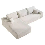 MAYEERTY 107 White L-Shape Cloud Sectional, Plush Corduroy Modular Sofa, No Assembly