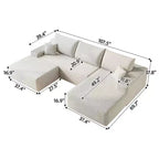 MAYEERTY 107 White L-Shape Cloud Sectional, Plush Corduroy Modular Sofa, No Assembly