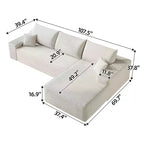 MAYEERTY 107 White L-Shape Cloud Sectional, Plush Corduroy Modular Sofa, No Assembly