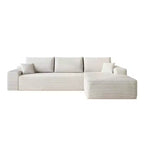 MAYEERTY 107 White L-Shape Cloud Sectional, Plush Corduroy Modular Sofa, No Assembly