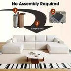 MAYEERTY 107 White L-Shape Cloud Sectional, Plush Corduroy Modular Sofa, No Assembly