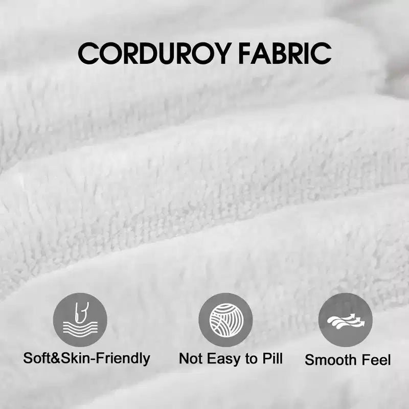 MAYEERTY 107 White L-Shape Cloud Sectional, Plush Corduroy Modular Sofa, No Assembly