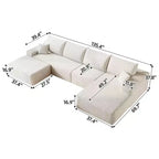 MAYEERTY 107 White L-Shape Cloud Sectional, Plush Corduroy Modular Sofa, No Assembly