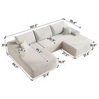 MAYEERTY 107 White L-Shape Cloud Sectional, Plush Corduroy Modular Sofa, No Assembly