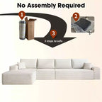 MAYEERTY 107 White L-Shape Cloud Sectional, Plush Corduroy Modular Sofa, No Assembly