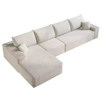 MAYEERTY 107 White L-Shape Cloud Sectional, Plush Corduroy Modular Sofa, No Assembly