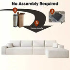 MAYEERTY 107 White L-Shape Cloud Sectional, Plush Corduroy Modular Sofa, No Assembly
