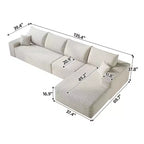 MAYEERTY 107 White L-Shape Cloud Sectional, Plush Corduroy Modular Sofa, No Assembly