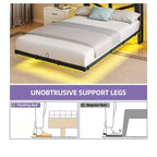 Telaio letto flottante in metallo con LED Twin Size e stazione di ricarica per camera da letto, telaio letto a piattaforma in metallo resistente