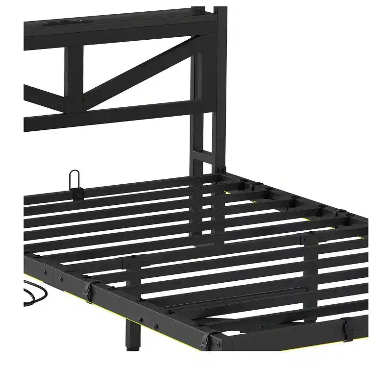 Telaio letto flottante in metallo con LED Twin Size e stazione di ricarica per camera da letto, telaio letto a piattaforma in metallo resistente