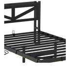 Telaio letto flottante in metallo con LED Twin Size e stazione di ricarica per camera da letto, telaio letto a piattaforma in metallo resistente